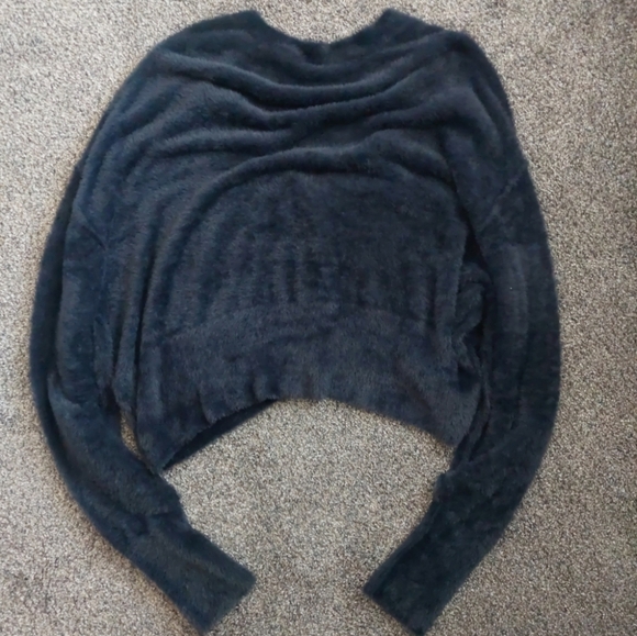 Free People One SO SOFT Found My Friend fuzzy Cardigan Oversized Black XL-1X - Picture 8 of 10